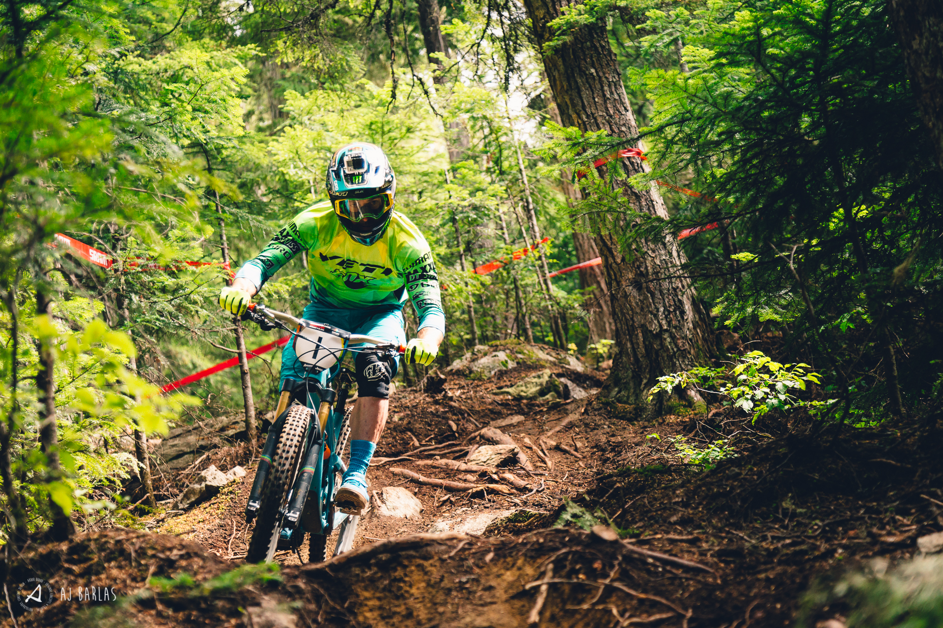 Jared Graves makes light work of the slippery woods of Boyds