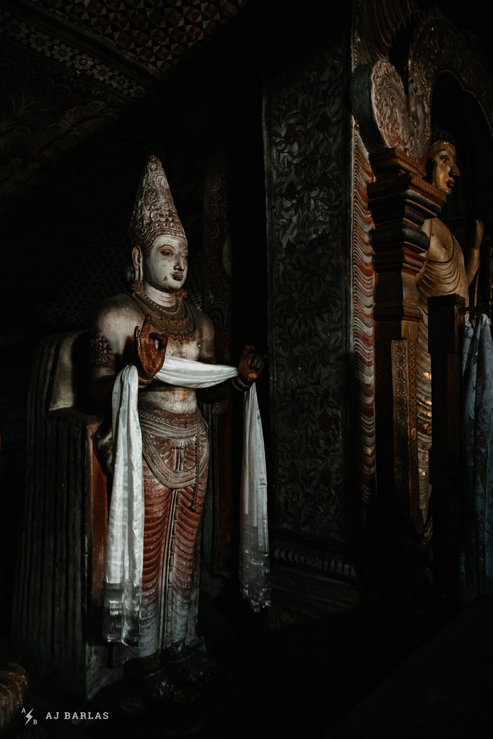 Buddhist statues at the Dambulla Cave Temple in Sri Lanka