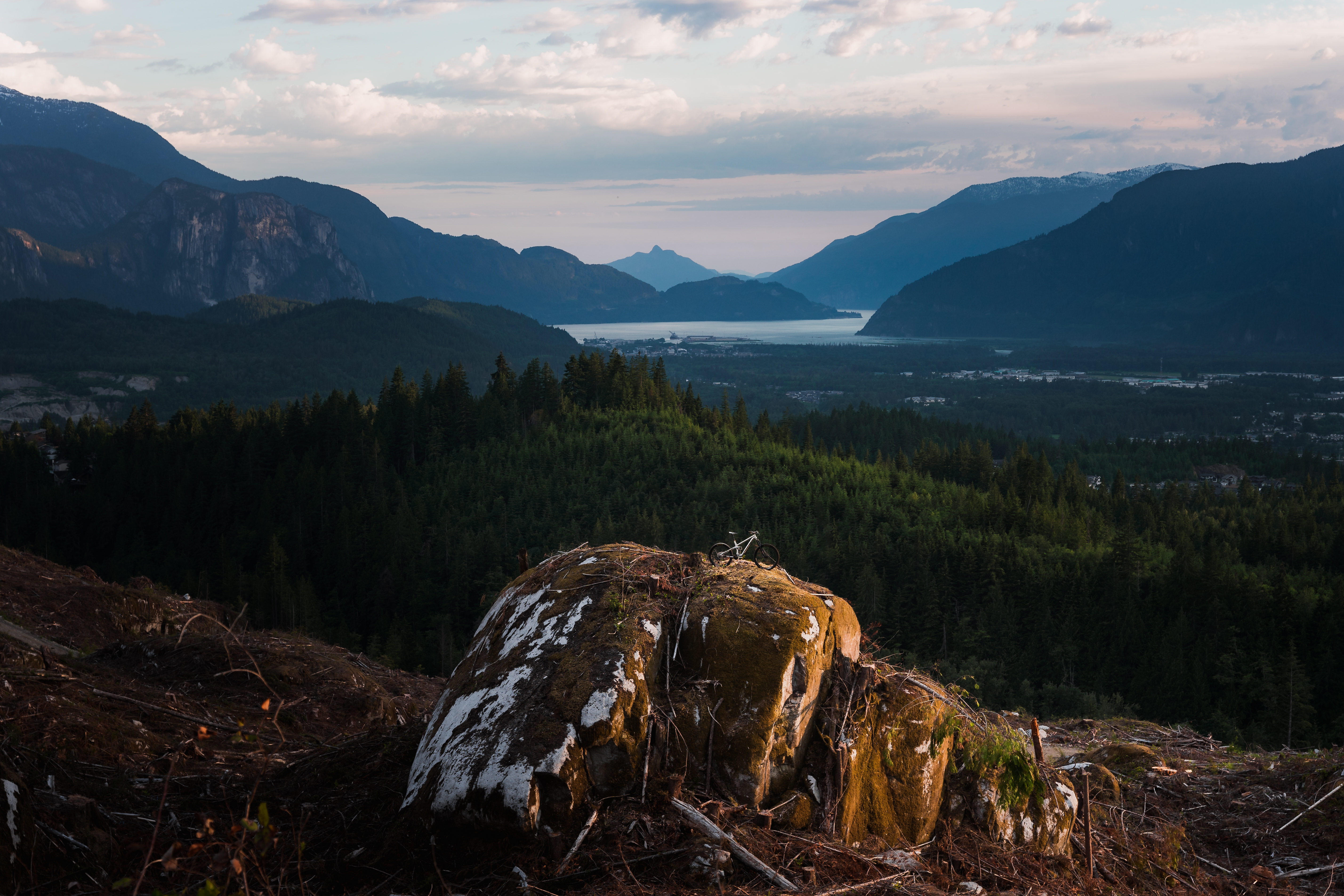 Transition Spire sunset product photo by A.J. Barlas in Squamish, B.C.